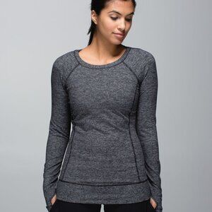 Lululemon Race Your Pace Long Sleeve Top 8 Wee Stripe Black Heathered Black